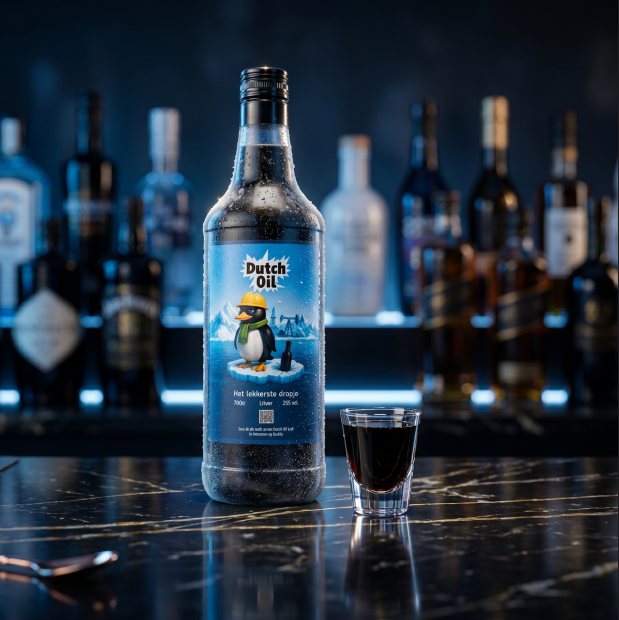 Dutch Oil Dropshot fles op een bar